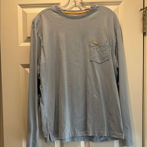 Men’s Medium 100% Pima Cotton Sky Blue Long Sleeve Tee with Crew Neck